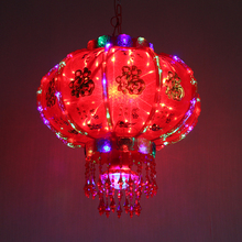 led七彩发光水晶福字旋转红灯笼1