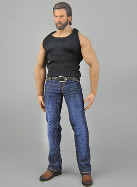 1/6兵人衣服配件tbleague m34肌肉包胶素体m35背心牛仔裤皮鞋套装