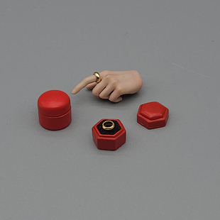 1/6兵人结婚场景配件微缩金戒指首饰盒tbl包胶女素体模型金属饰品