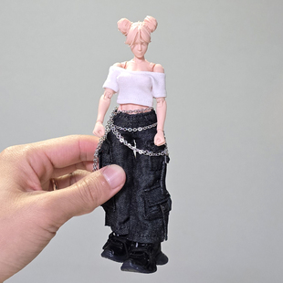 1/12兵人衣服配件romankey女素体机能风工装裤机娘多口袋重工裤子