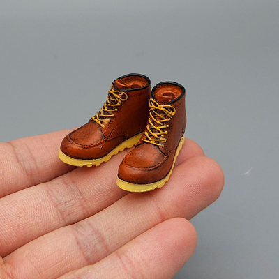 1/12兵人配件复古马丁靴高帮皮鞋