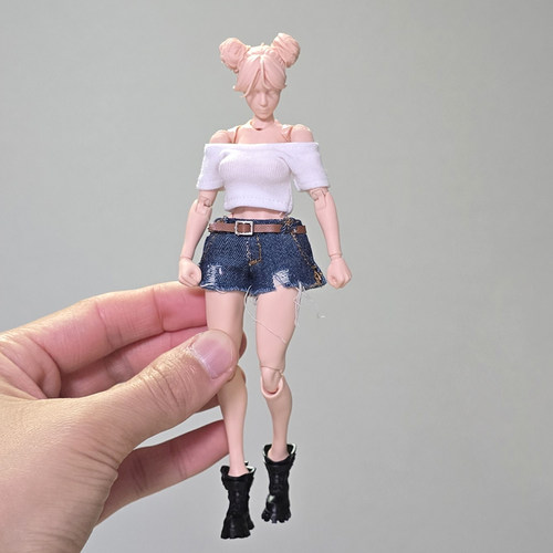 1/12兵人衣服配件露肩T恤热裤