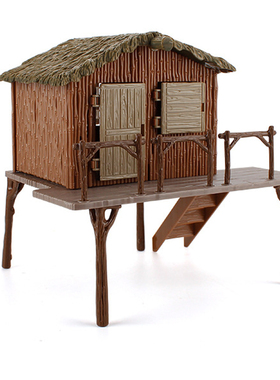 1/18古代兵人场景配件暗源3.75寸bfs可动人偶手办模型茅草屋房子