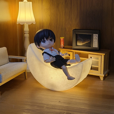 12分bjd娃娃月牙床gsc月亮落地灯