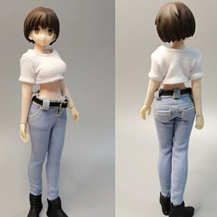 1/12兵人shf衣服配件figma短裤6寸tbl包胶女素体模型T恤牛仔裤ph