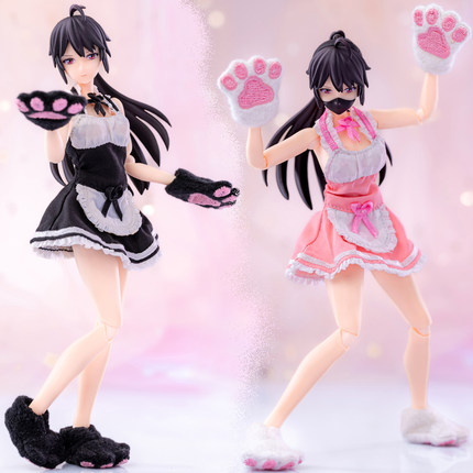 1/12兵人衣服配件figma机娘厨娘女仆装tbl包胶女素体制服jk连衣裙