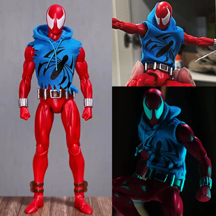 Mafex猩红蜘蛛侠背心ML连帽衫T恤1/12卫衣diy兵人衣服shf布衣配件