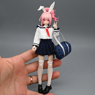 1/12兵人衣服配件女神装置jk水手服蜗之壳机娘素体百褶裙学生制服