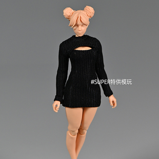 1比12可动人偶兵人衣服配件连衣裙开胸毛衣6寸机娘女素体bjd娃衣