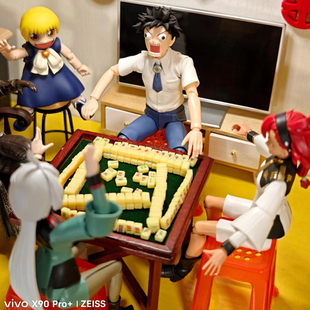 1/12兵人配件微缩麻将桌椅子扑克牌凳子6寸shf素体棋牌室场景模型