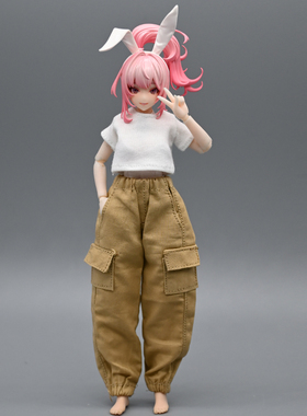 1/12兵人衣服配件女神装置6寸机娘女素体30mm工装长裤30ms裤子T恤