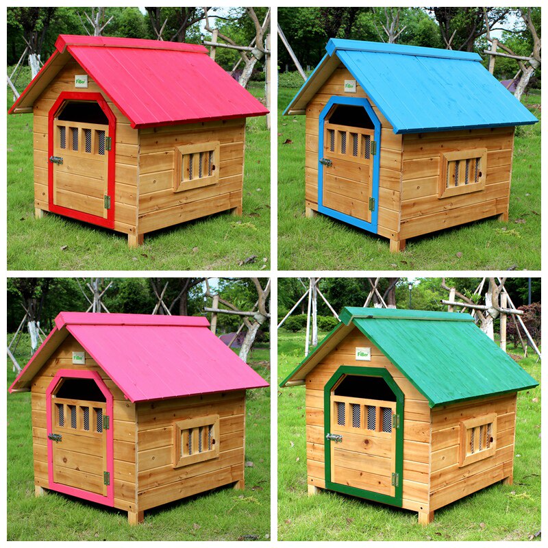 范博包邮室内户外实木防雨狗屋泰迪窝金毛狗窝房子宠物窝猫窝猫屋