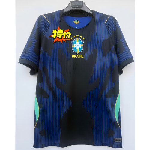 2026世界杯赛巴西Brazil客场足球服宽松运动球衣波衫 蓝色