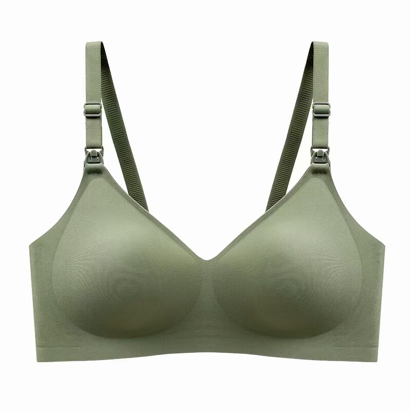 新品无痕冰丝薄杯果冻乳胶棉睡眠上开扣哺乳期孕妇内衣文胸三排扣