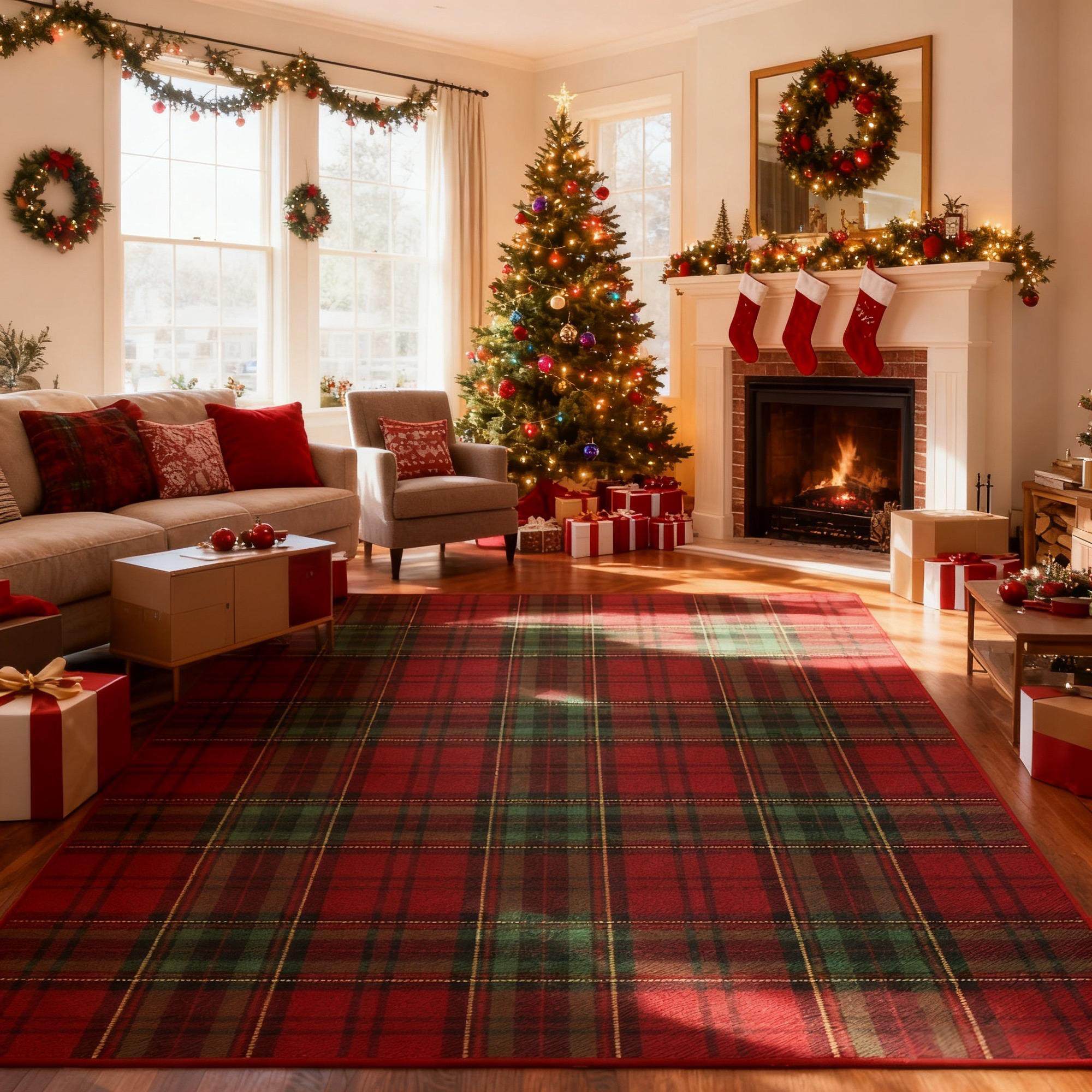 中古新年圣诞红色客厅地毯美式沙发茶几毯卧室拍照背景毯加厚耐脏,居家布艺,地毯,淘宝优惠券,粉丝福利购,淘宝优惠卷
