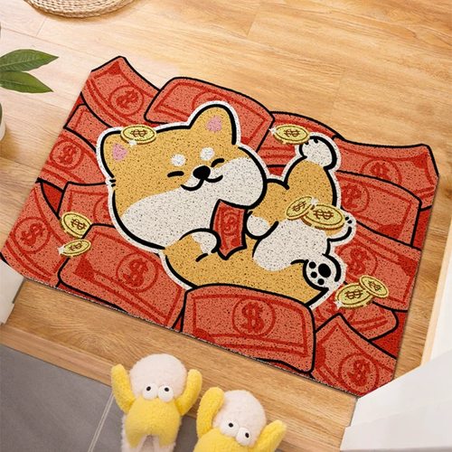 太喜庆啦小狗丝圈入户垫可裁剪