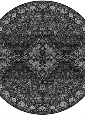 黑色民族圆形地毯波斯复古客厅沙发茶几垫吊篮转椅地垫梳妆台地毯