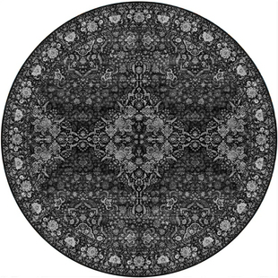 黑色民族圆形地毯波斯复古客厅沙发茶几垫吊篮转椅地垫梳妆台地毯