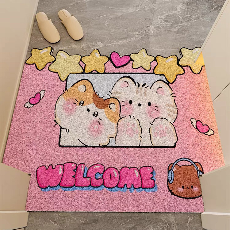 可爱入户门丝圈地垫免洗卡通玄关脚垫刮泥蹭土防滑门垫可裁剪家用,居家布艺,入户地垫,淘宝优惠券,粉丝福利购,淘宝优惠卷