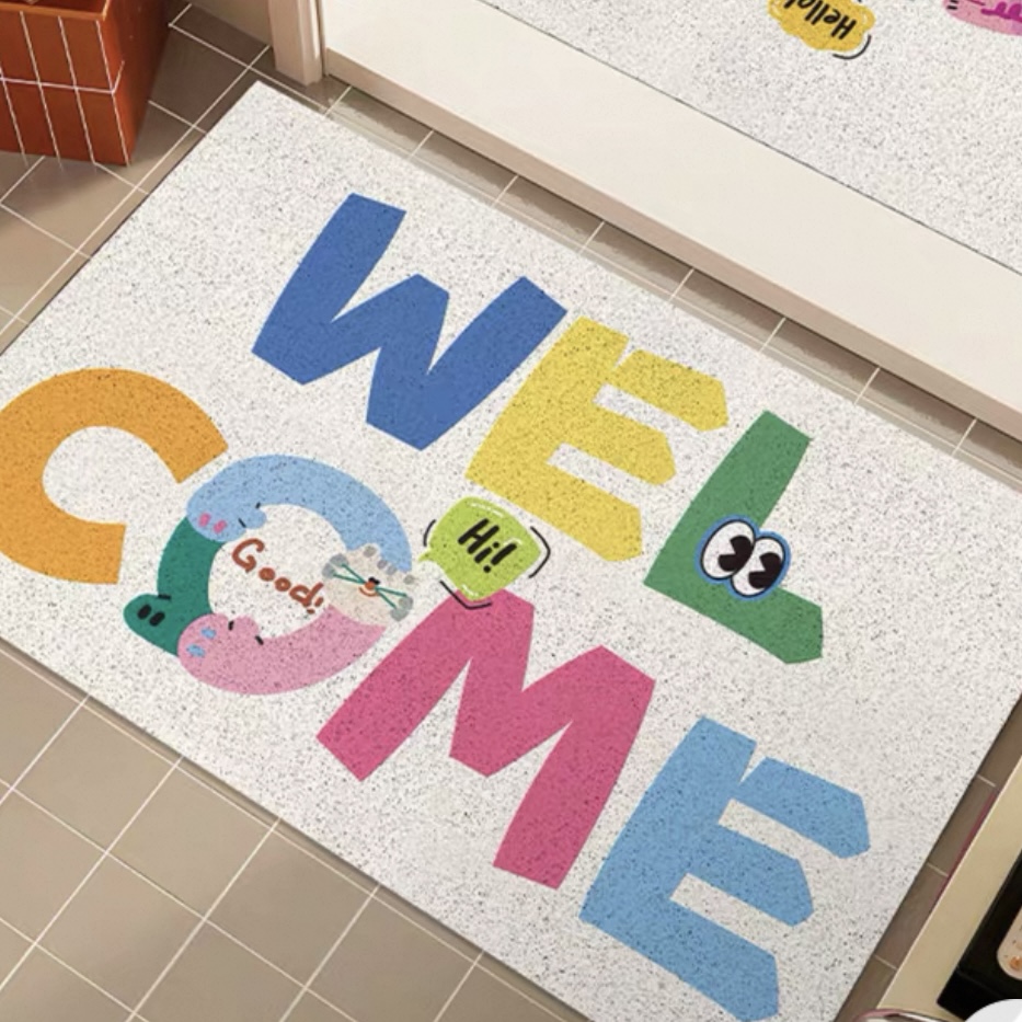 多巴胺彩色字母丝圈入户门垫百搭玄关脚垫刮泥蹭土地垫耐用可水洗