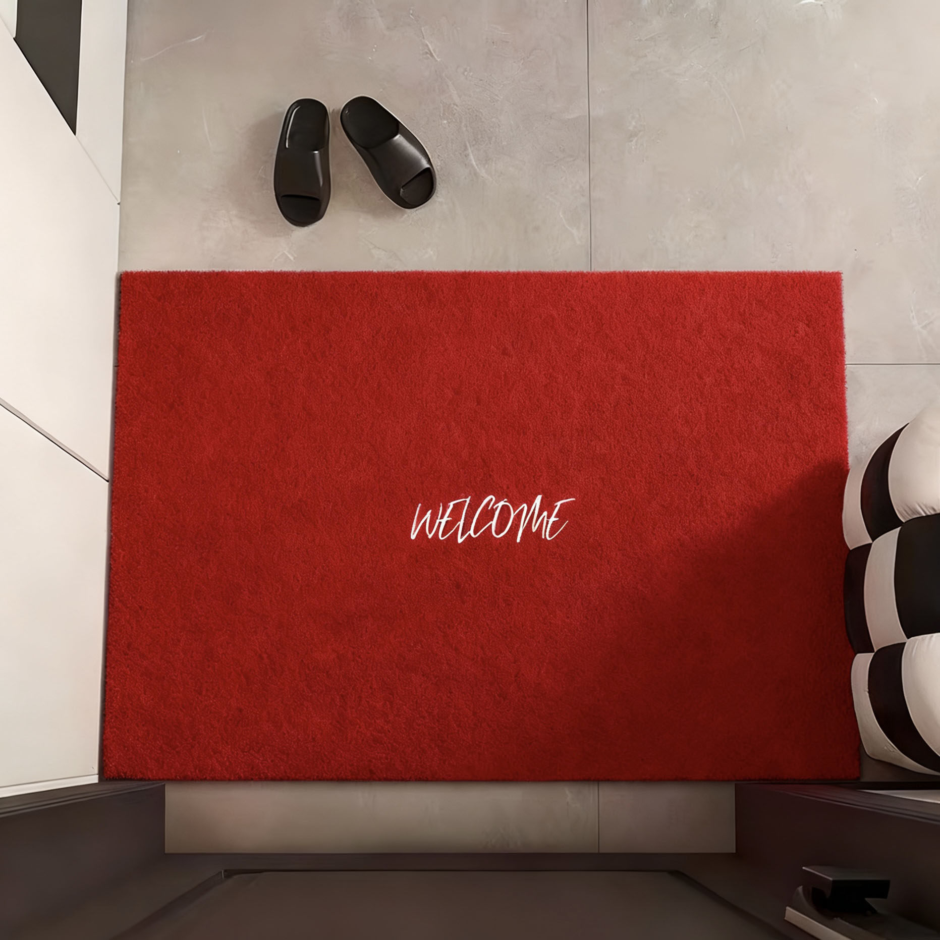 高级红色丝圈入户门垫乔迁节日喜庆玄关脚垫刮泥蹭土地垫耐脏加厚,居家布艺,入户地垫,淘宝优惠券,粉丝福利购,淘宝优惠卷