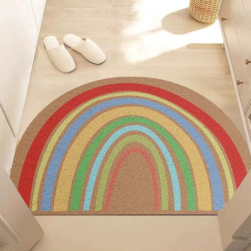 多巴胺彩虹半圆形丝圈门垫简约玄关除尘耐脏家用任意裁剪防滑地垫,居家布艺,入户地垫,淘宝优惠券,粉丝福利购,淘宝优惠卷
