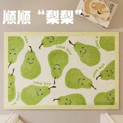 新款顺顺梨梨入户门丝圈地垫玄关除尘门垫家用可裁剪防滑门垫加厚