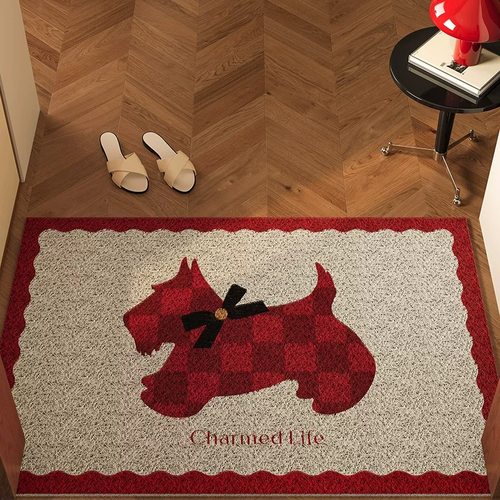 马到成功可爱小马驹丝圈入户门垫节日喜庆玄关刮泥蹭土地垫可裁剪