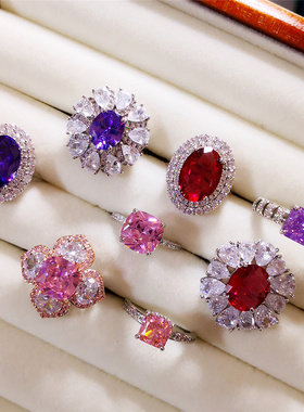 方糖爆款仿真钻戒人造锆石ins风