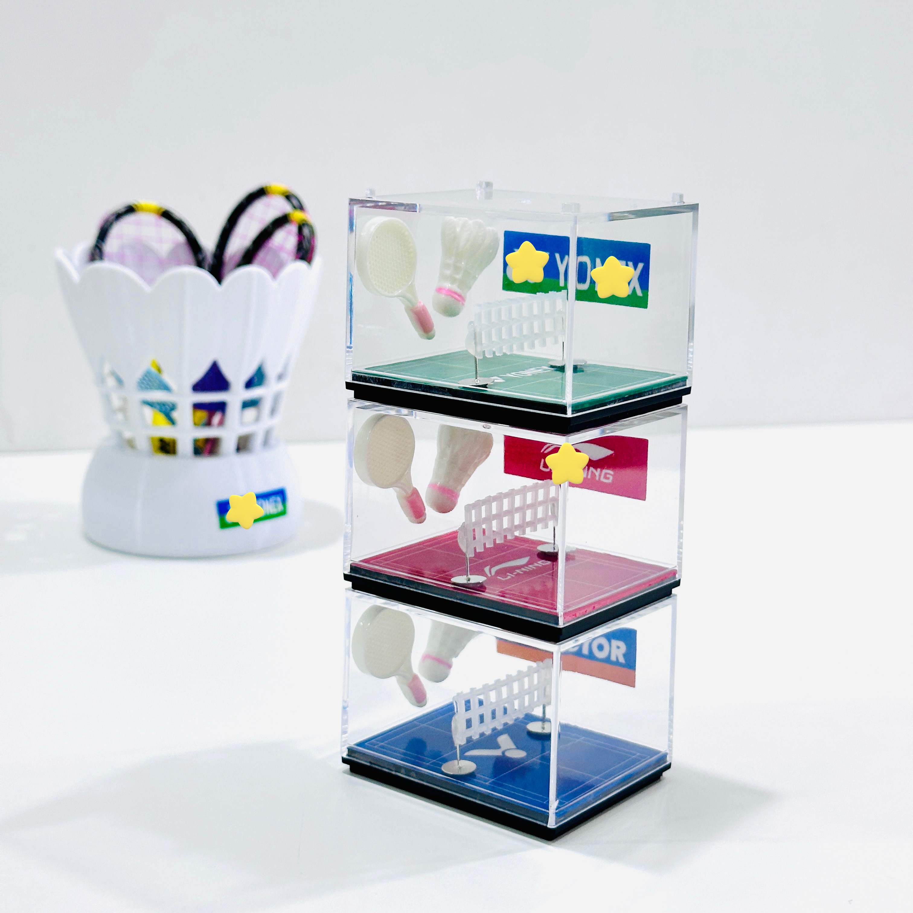 迷你羽毛球场地模型成品送羽毛球爱好者的创意礼物桌面展示小摆件