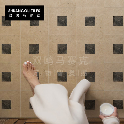 双鸥法式复古风卫生间莱姆石花砖