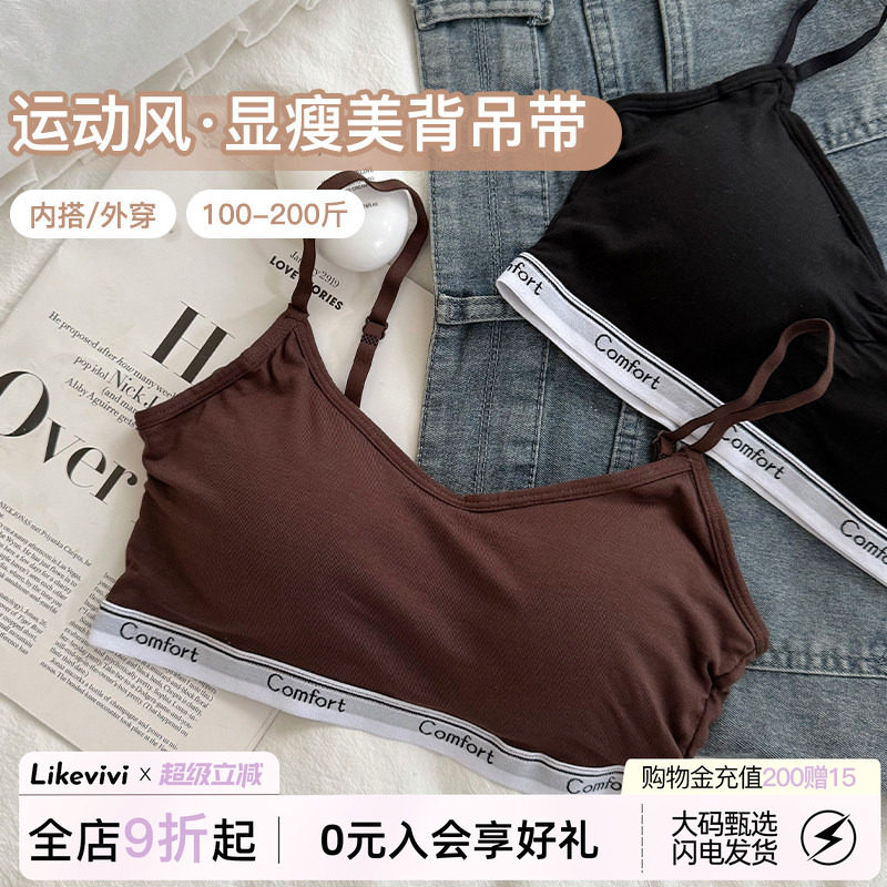 微内薇两穿美背显瘦运动风吊带图片