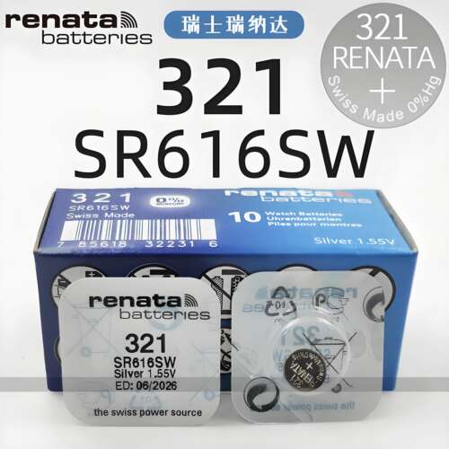进口RENATA瑞士321氧化银手表电池SR616SW石英表纽扣电子1.55v圆