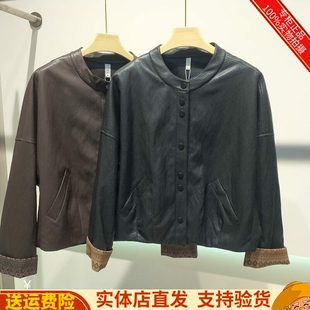 短款 新款 宽松圆领上衣外套 832宽松休闲PU皮衣2026春季 艾羽阁26A
