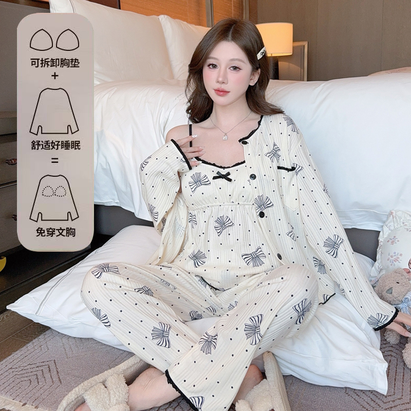 新款睡衣女士春秋款纯棉