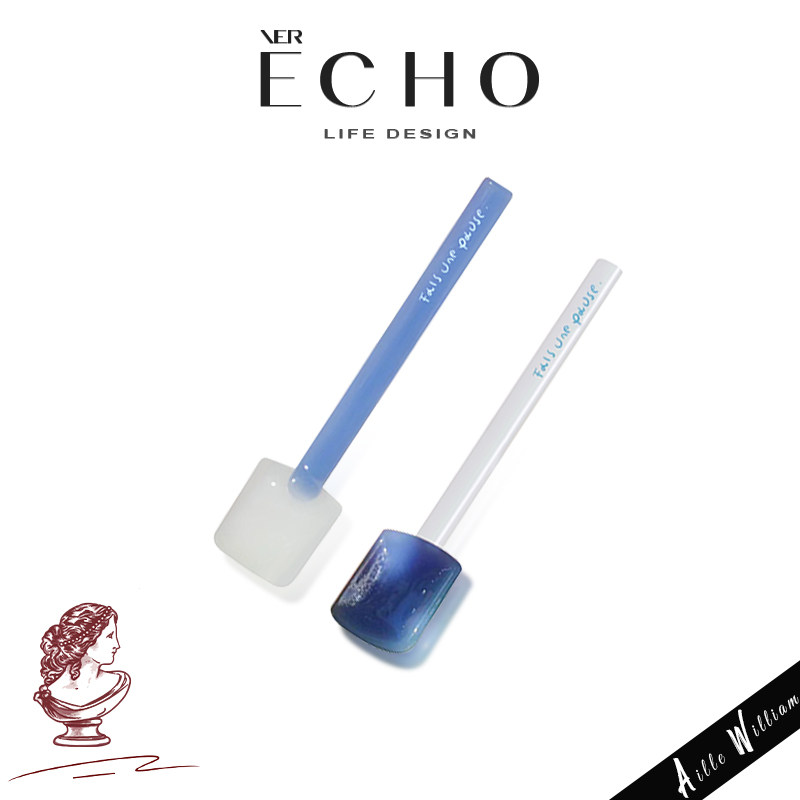 ECHO丨糖果 EWC创意彩色高硼硅玻璃勺子布丁冰淇淋酸奶耐热长柄勺