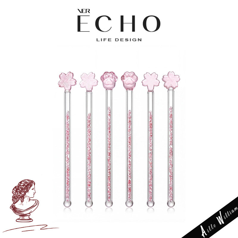 ECHO可爱粉色耐高温玻璃咖啡搅拌图片