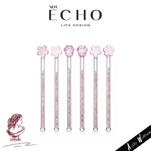 ECHO可爱粉色耐高温玻璃咖啡搅拌