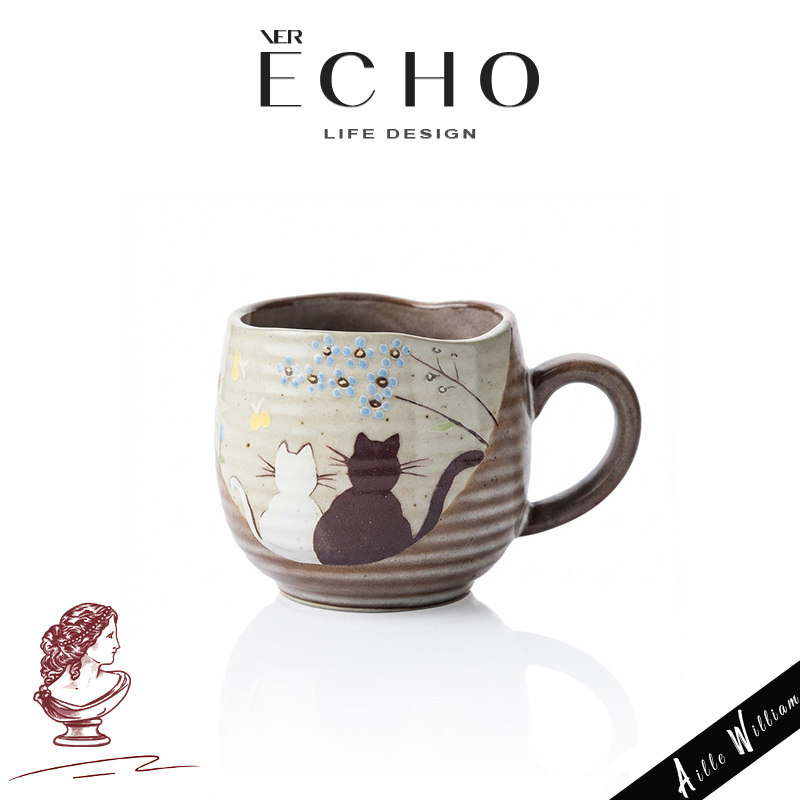 ECHO丨猫崎 LRI日式九谷烧手作陶瓷马克杯猫咪金花水杯咖啡杯礼物,餐饮具,马克杯,淘宝优惠券,粉丝福利购,淘宝优惠卷
