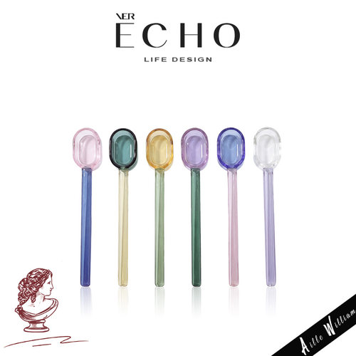 ECHO创意撞色玻璃耐热奶茶搅拌勺
