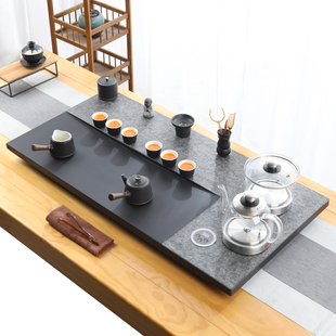 天然乌金石茶盘茶具套装全自动上水烧水壶一体带电磁炉高档石茶台