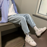 XZ214-8651-P48港风纯色百搭休闲牛仔裤宽松直筒裤，男装牛仔裤，星座1204-3