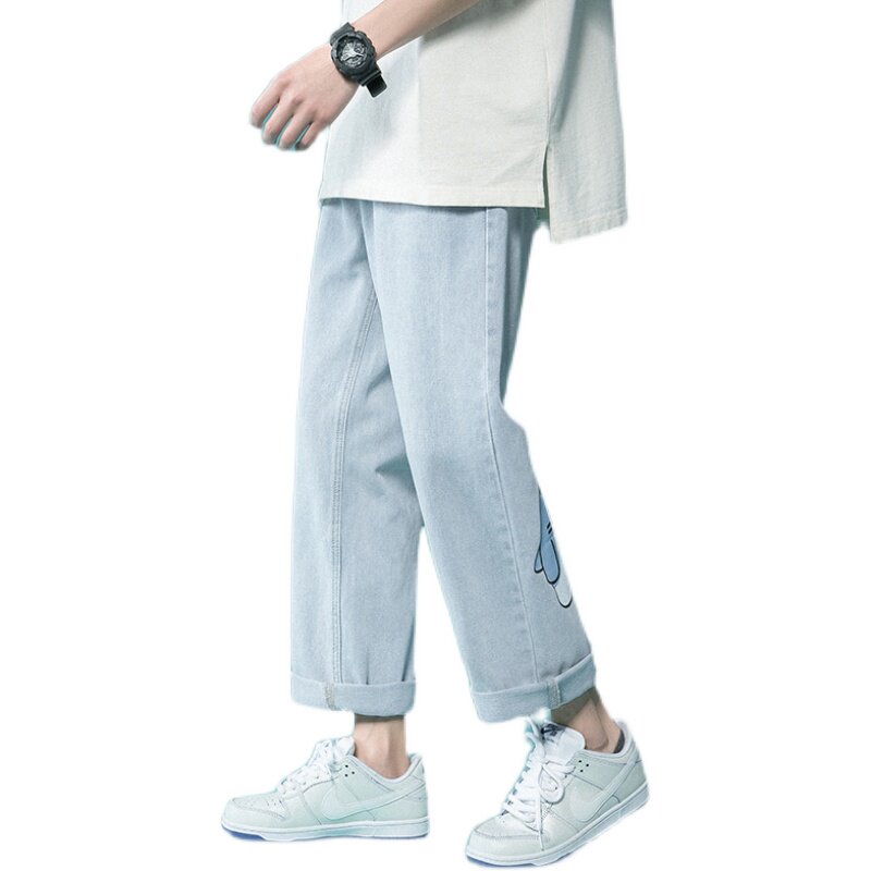 港风印花直筒宽松休闲牛仔裤214-8911-P45,男装牛仔裤,星座1204-3