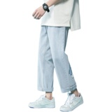 21港风印花直筒宽松休闲牛仔裤XZ214-8911-P45，男装牛仔裤，星座1204-3