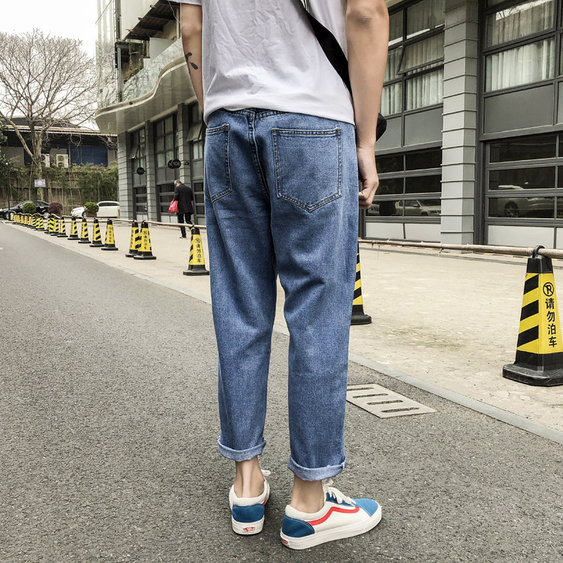 毛边破洞九分裤男休闲牛仔裤XZ214-8K36-P35,男装牛仔裤,星座1204-3