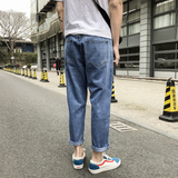 毛边破洞九分裤男休闲牛仔裤XZ214-8K36-P35，男装牛仔裤，星座1204-3