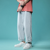 XZ214-8652-P50新款翻边纽扣休闲九分裤宽松牛仔裤潮男，男装牛仔裤，星座1204-3