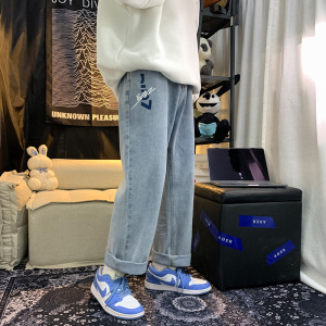 港风百搭印花宽松休闲裤直筒牛仔裤XZ214-8 907图片