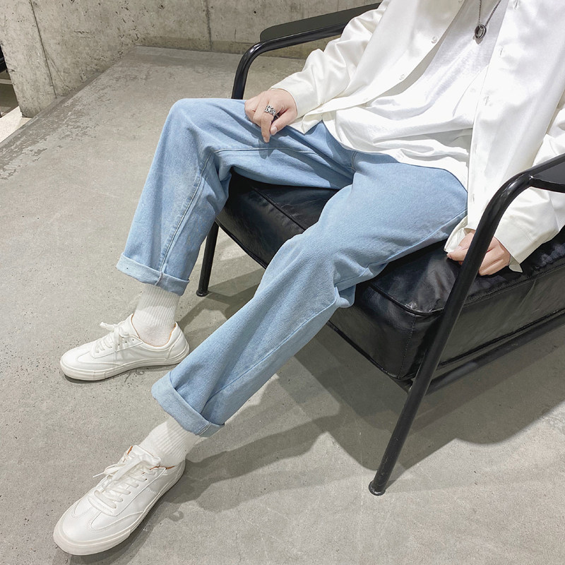2021新款中性拖地牛仔男休闲宽松潮流裤XZ214-8 D86- P50图片