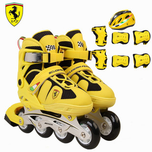 法拉利FK12黄色溜冰鞋 旱冰鞋 轮滑鞋 Ferrari 套装 儿童成人青少年版
